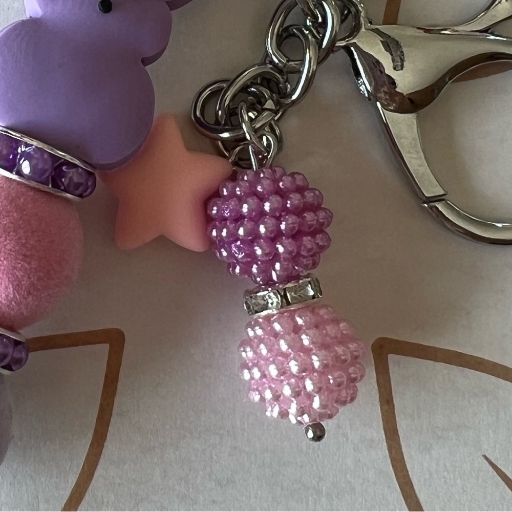 PEEPS Bunny Beaded Keychain / Purse Charm - Handmade - Picture 8 of 10